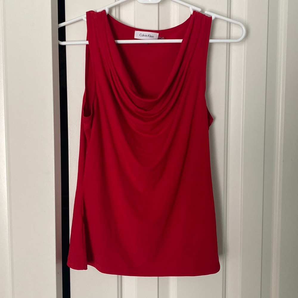 Red sleeveless top